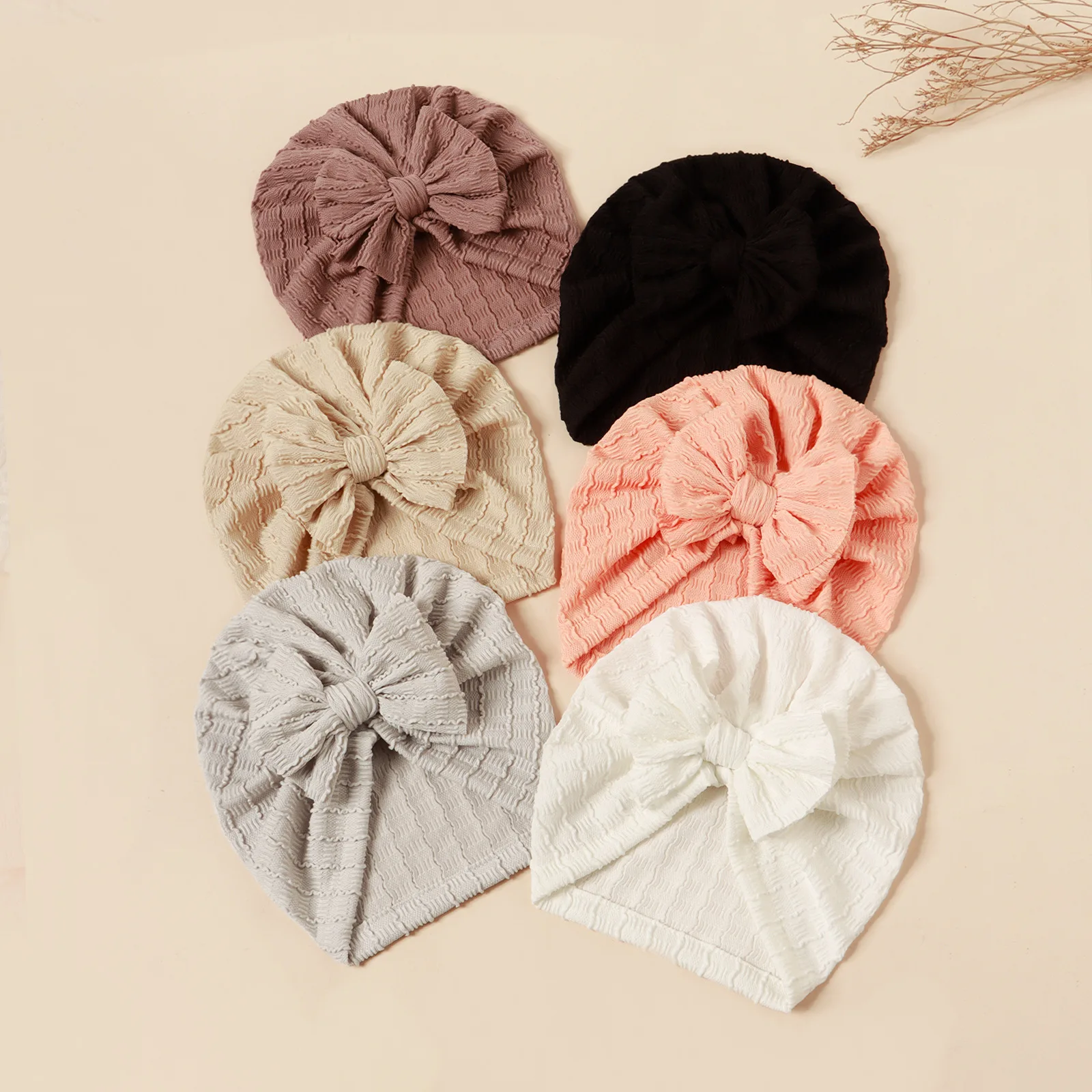 

Baby Knot Turban Newborn Ribbed Hat 0-5T Elastic Knitted Bow Indian Cap Spring Cute Hats Infant Toddler Beanie Girls Boy Kid New