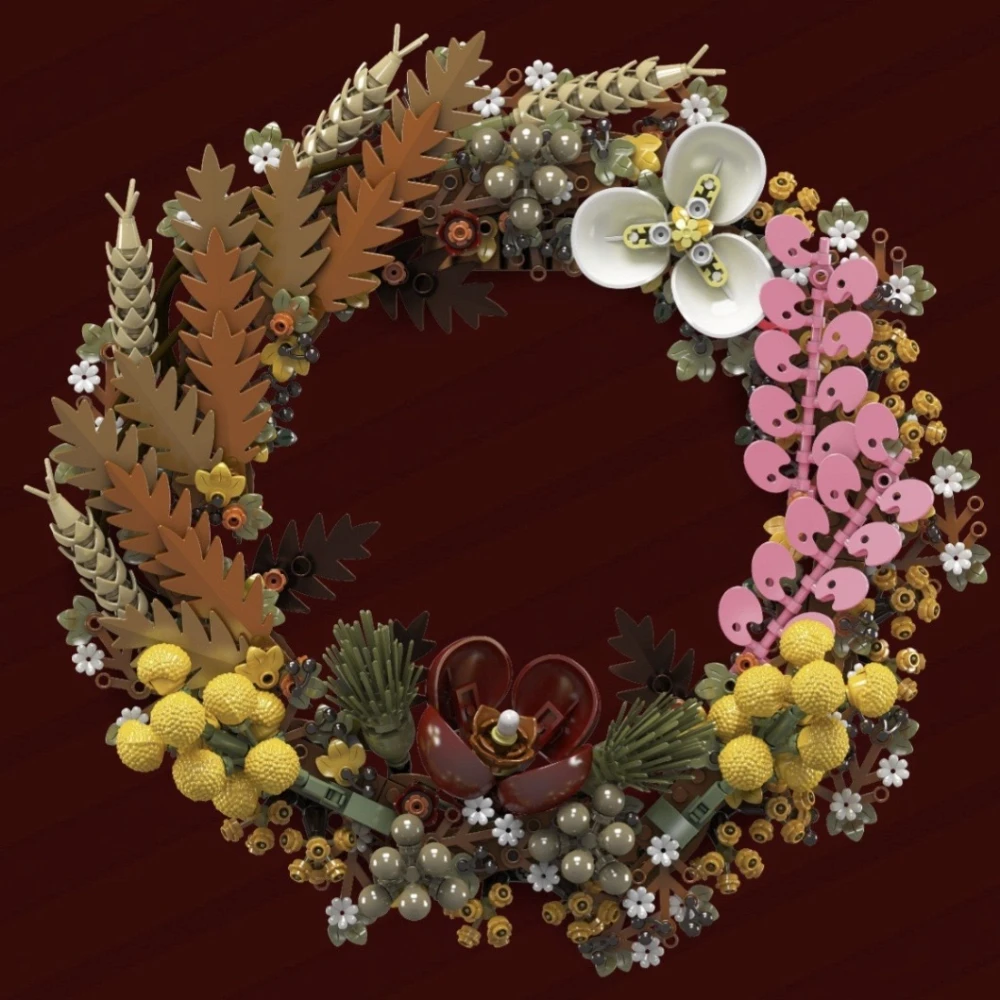

MOC Рождественские сушеные цветы эвкалипт пряничный венок набор строительных блоков зимнее украшение для елки игрушки детский подарок на день рождения