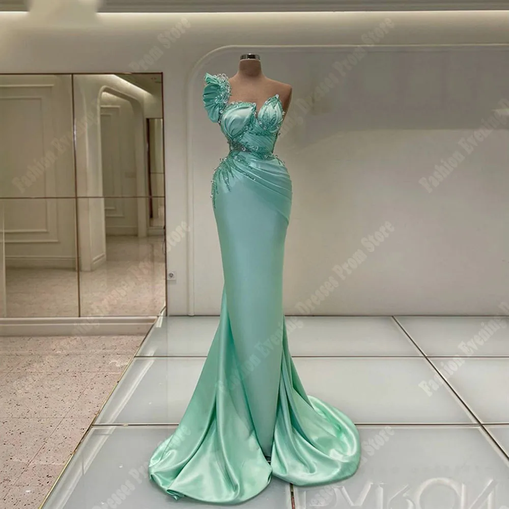 

Elegant Mermaid Women Evening Dresses Sexy Glitter Sleeveless Satin Celebrity Banquet Gowns Princess Party Vestido De Noche 2024