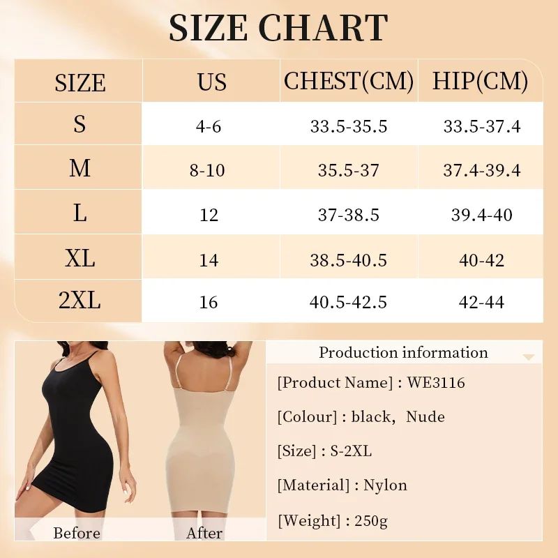 Becirzet Female Underwear Reducing Body Shaper Slimming Dress Tummy Control Seamless Sexy Full Slips Adjustable Shoulder Strap