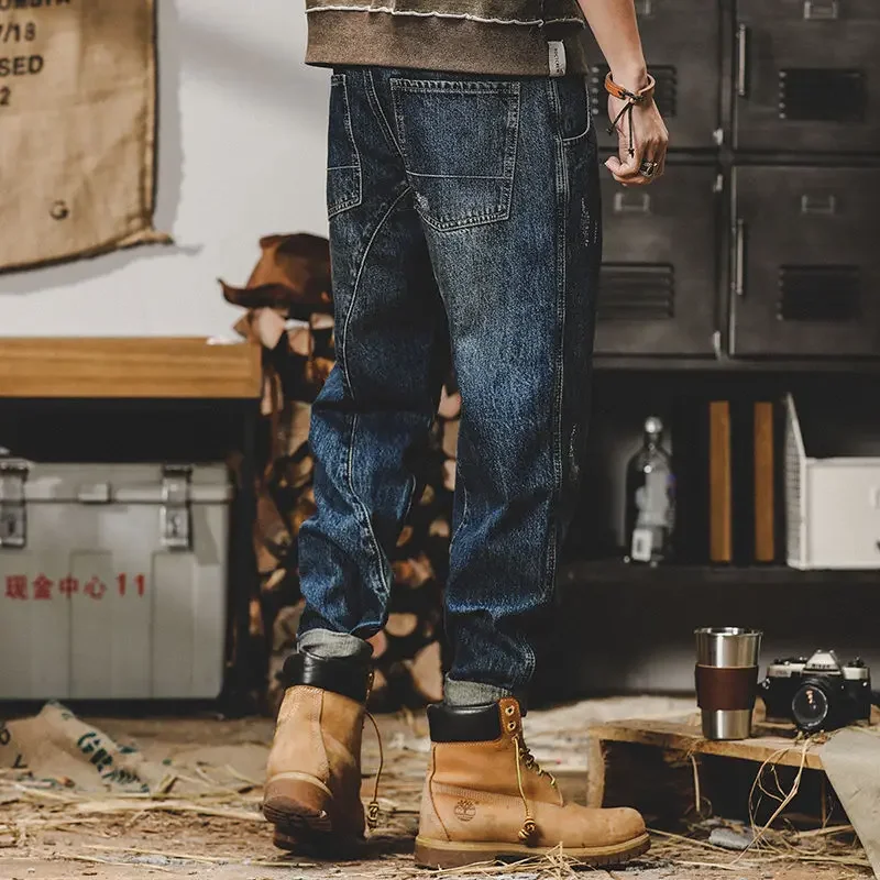 

Trousers Cargo Man Cowboy Pants Straight Tapered Men's Jeans Casual New in Denim Plus Size Classic Winter Stacked Regular Luxury