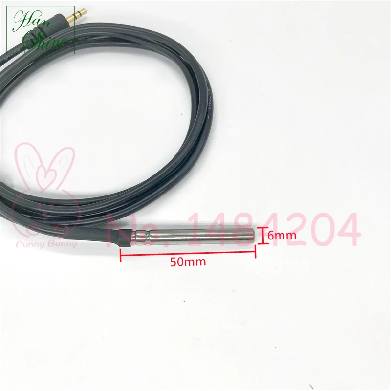 DS18B20 Digital Temperature Sensor 6mm×50mm Probe 3.5mm Audio Plug Programmable Waterproof Ds 18b20 1.5m PVC Black Cable