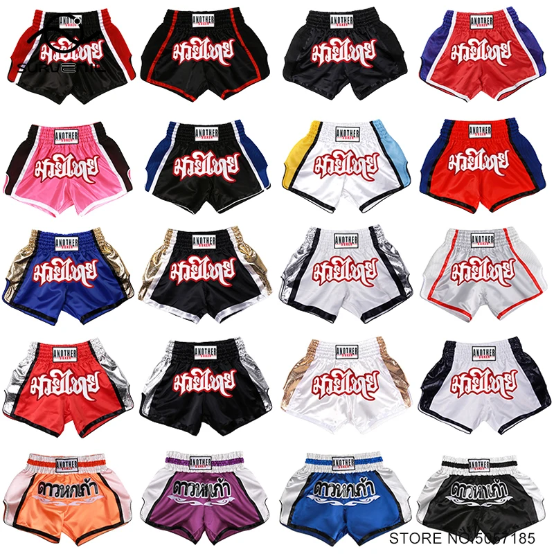 

Boxing Shorts for Men Women Kids MMA Muay Thai Shorts Patchwork Satin Martial Arts Clothing Cheap Adults Fight Kickboxing Trunks