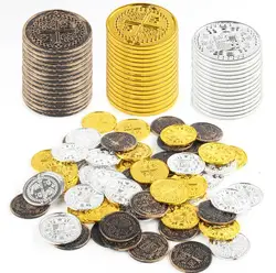 400pcs Pirate Coin Spanish Doubloon Hunt Treasure Chest Toys for Party Favor Halloween Decorations Bronze Gold Silver