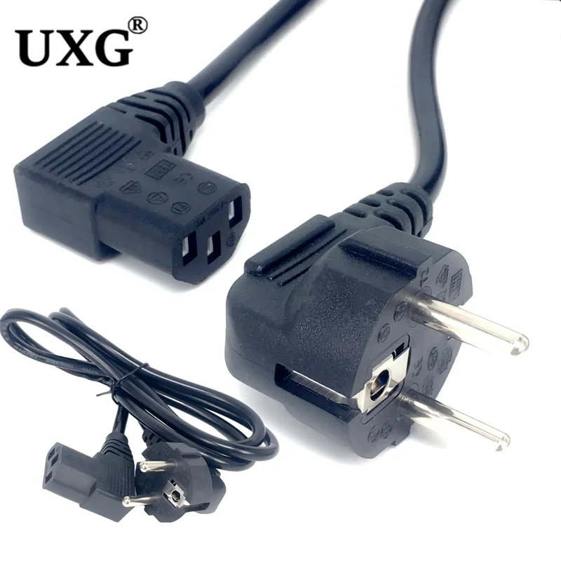 

5FT C13 IEC Kettle 90 Right angle Degree to European 2 pin Round AC EU Plug Power Cable Lead Cord PC 150CM