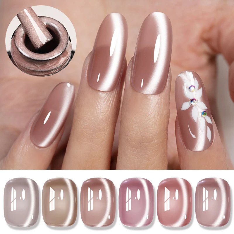 Nebeliger Soft Cat Eye Gel Nagellack Magnetisch UV LED Aushärtbarer Nagelgel Milchig Nude Rosa Schimmernder Spiegellack für Salon und Heimwerkerbedarf