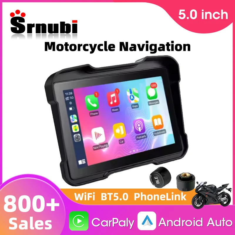 

Srnubi 5-дюймовый мотоциклетный GPS-навигаторный экран портативный цифровой мотоцикл приборная панель беспроводной CarPlay Moto Android Auto