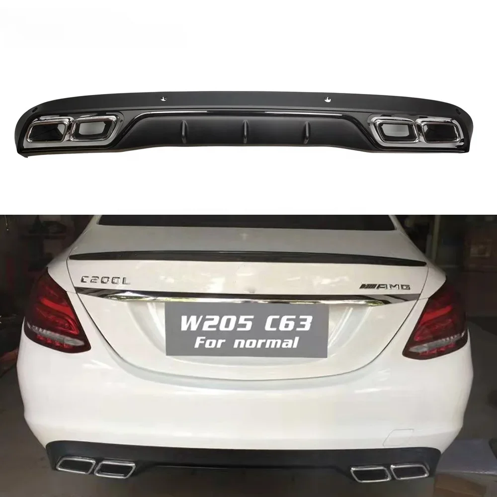 W205 AMG Style Rear Bumper Diffuser For Mercedes Benz C Class C205 Sedan 2015-2018 Non Sport C63 Diffuser with 4-outlet Exhaust