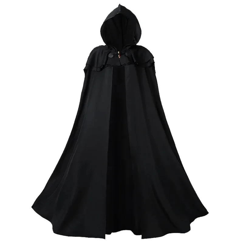 

A,3'p\5/Medieval Knight Costume Halloween Carnival Wizard Capes Long Black Cloak Robe Clothing Cosplay Wom5,j'8.k/4\