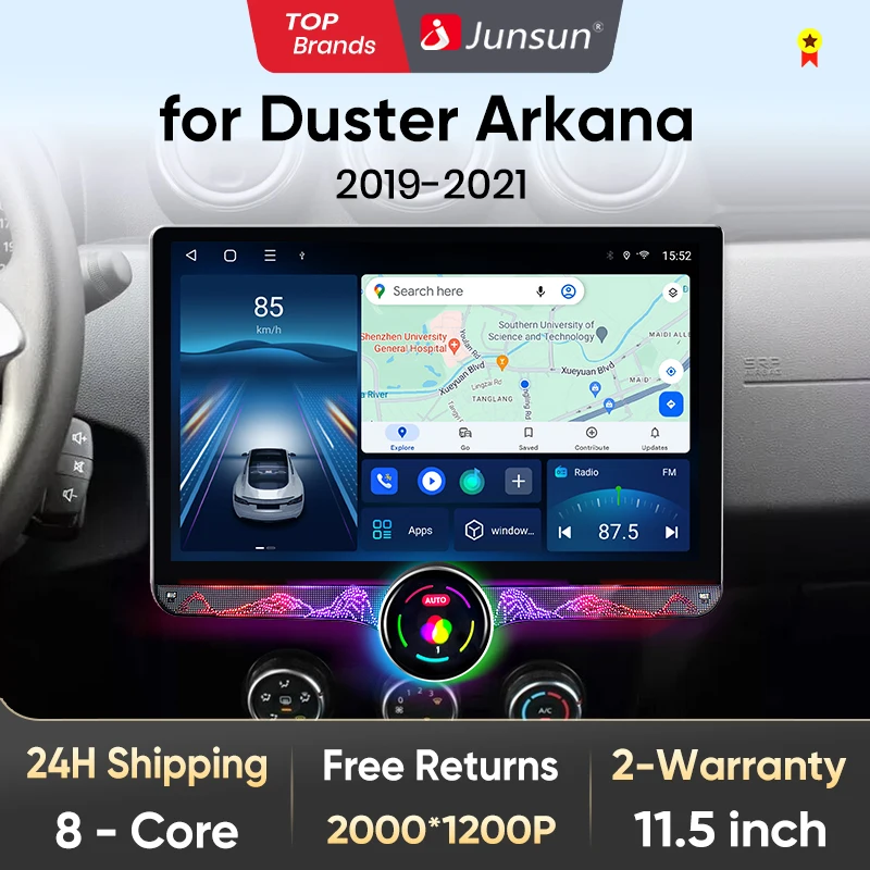 Junsun 11.5 QLED 2K Autoradio Android 13 Wireless CarPlay Auto Per Renault Duster Dacia HM 2020 Sistemi Intelligenti Multimediale