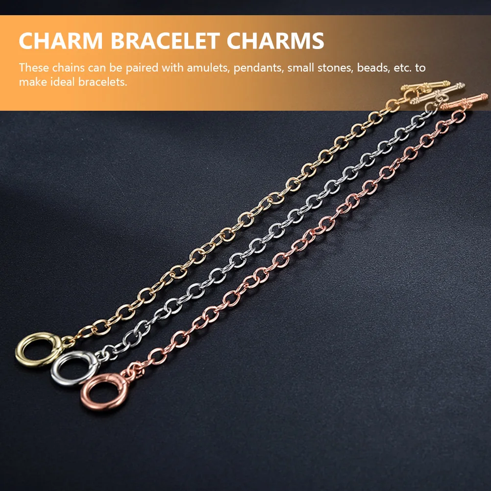 

20 Pcs O-shaped Chain Bracelet Charm Link Jewelry Chains Rose Gold for Making Miss