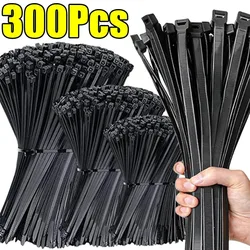 300-100Pcs Plastic Nylon Cable Tie Adjustable Self-locking Cord Tie Strap Fastening Loop Multi-Purpose Cable Tie for Home Office