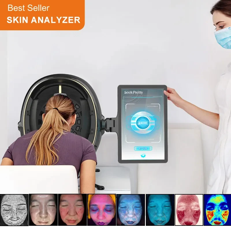 3D AI Skin Scanner Care Facial Analyzer Machine Magic Mirror Monitor Diagnosis System Facial Analysis Analyser Testing English