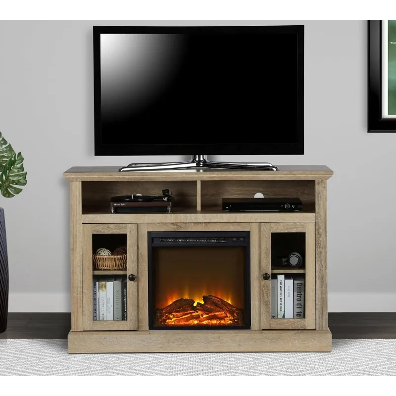 Ameriwood Home Chicago Electric Fireplace TV Console for TVs up to a 50", Dove Gray