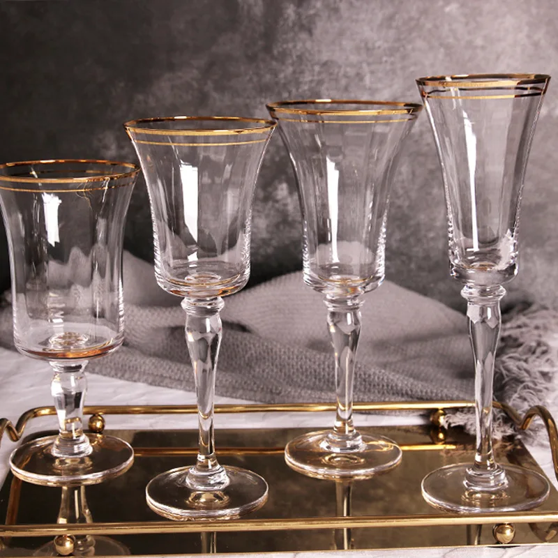 2Pcs Crystal Goblet Family French Style Champagne Cup Phnom Penh Sweet Wine Glass Sparkling Wine Glass Wedding