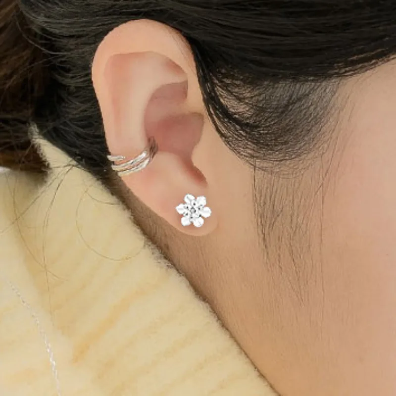 925 Sterling Silver Lotus Flower Stud Earrings for Women Elegant Metal Plant Korean Fashion New Earring Wedding Piercing Jewelry