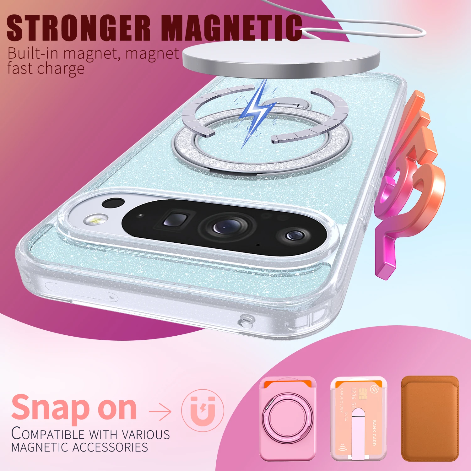 Glitzernde magnetische Handyhü – Phone Kickstand Ring Bewertung und Preis
