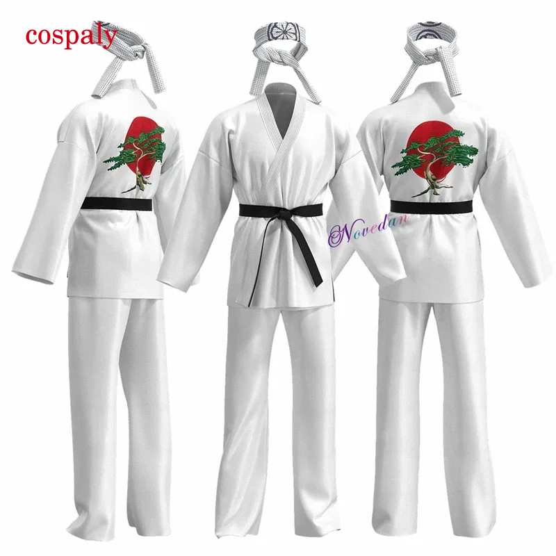 A Karate Kid Cobra Kai Costume Kid Female Men Kimono Tory Nichols Daniel LaRusso Cosplay Uniform Headband Halloween Party Outfit