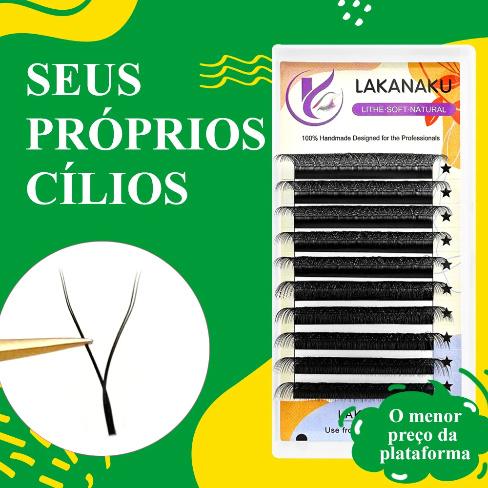 LAKANAKU Matte Black 5D W Eyelashes Extensions Soft PBT YY Eyelash Volume Brasileiro Y Cilia and Brazilian Volume Makeup Cilios