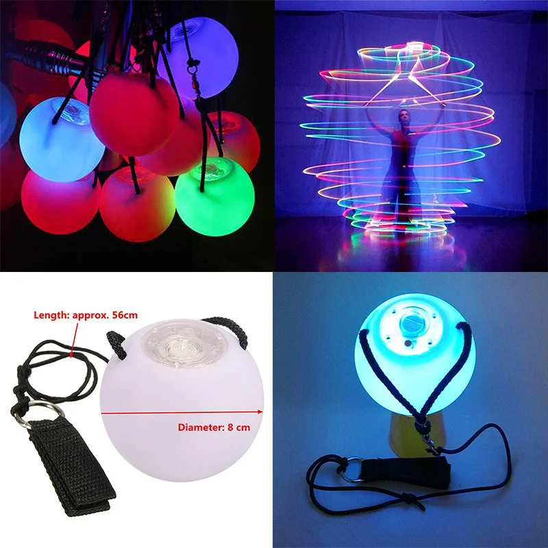 1 par de bolas luminosas LED, columpio, bola Flash, baile, Fitness, pelota de ejercicio, Halloween, Navidad, juguetes de luz para niños, pelota POI