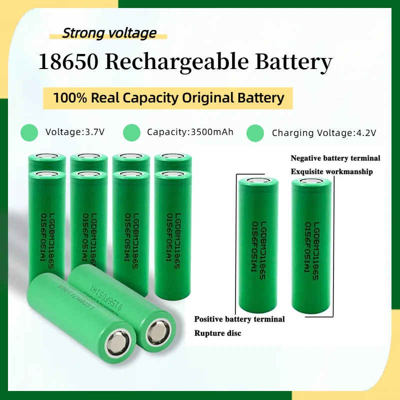 

New Original 18650 MJ1 3500mAh 3.7V 25A High Drain Rechargeable Battery for Power Tools Flashlights DIY,Fast Charger Included