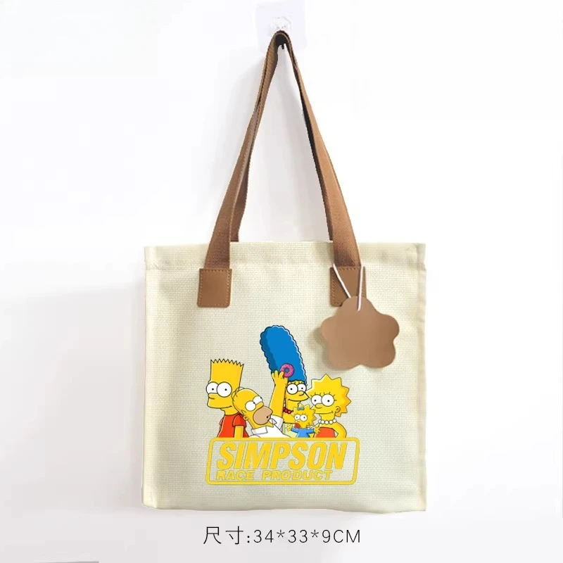 Neue The Simpsons Homer Marge Bart Lisa Cartoon-Anime-Merchandise-Leinentasche, kreative ACG-Studententasche, Schultertasche, Urlaubsgeschenk – Detail 16