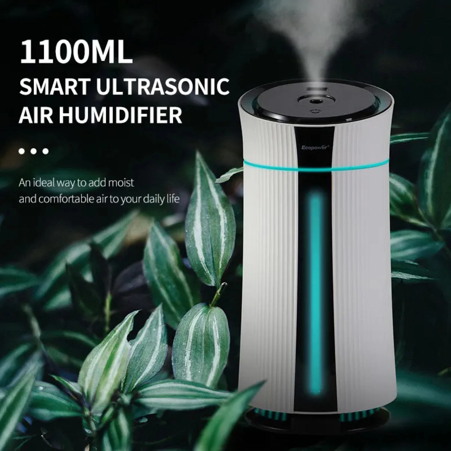 Cool Mist Maker 1100ML USB Air Humidifier with Double Spray Port for Essential Oil Aromatherapy - Humificador Fogger Purify Offi