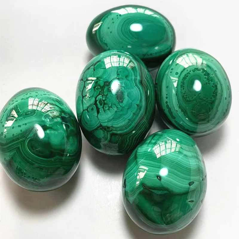 

Natural polished crystal stone ball green malachite egg shaped for sale