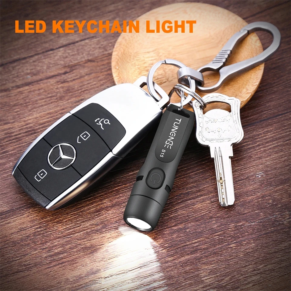 TUNENGE Mini Porable USB Rechargeable Pocket Light LED Keychain Flashlight Waterproof Emergency Outdoor Camping Fishing Lighting