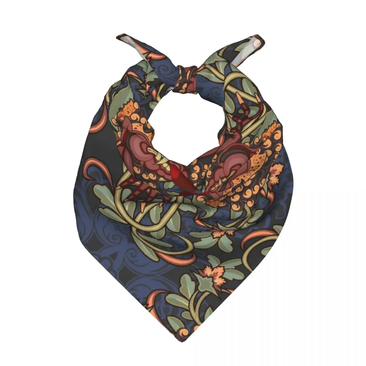 Vintage Bali Medieval Loral And Monster Square Towel Multifunctional Neck Scarf Hair Bandana