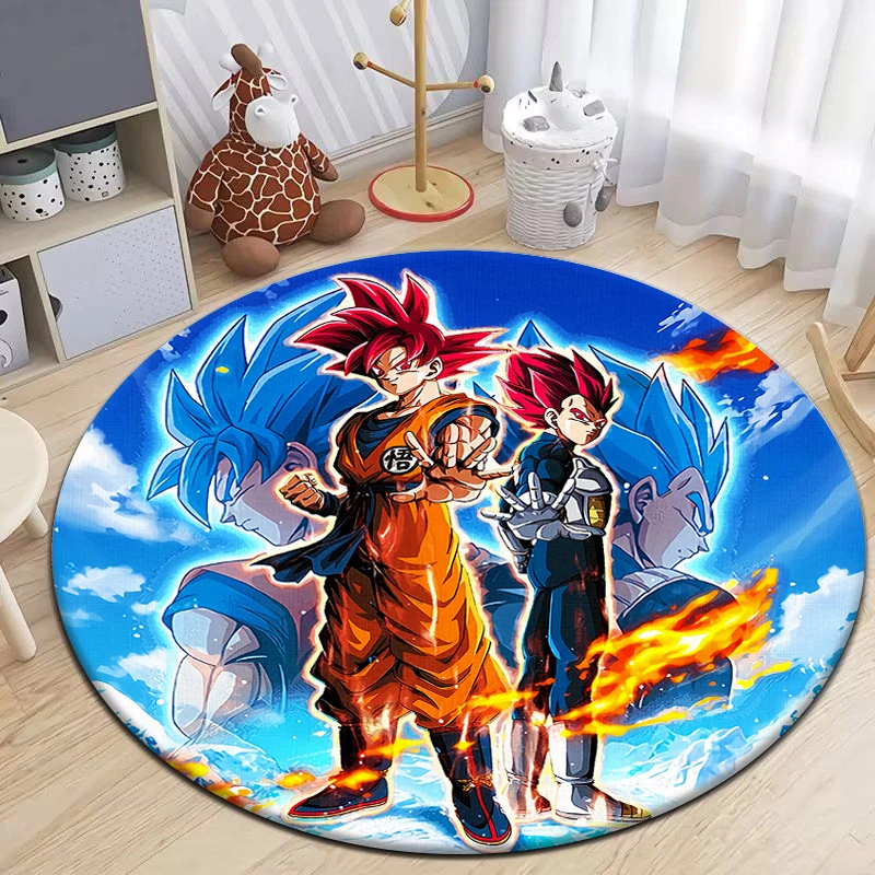 Hot blooded anime Cartoon HD Printed Round Carpet for Living Room Rugs Camping Picnic Mats Flannel Anti-Slip Rug Yoga Mat Gifts