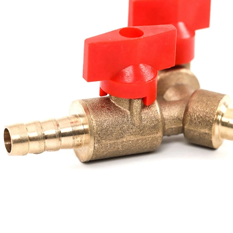 4Pcs 3 Way Shut Off Ball Valve / Valve Clamp Fitting Hose Barb Fuel Gas 8mm Brass Y Type Ball Valve for Garden Tool-A69M view 5