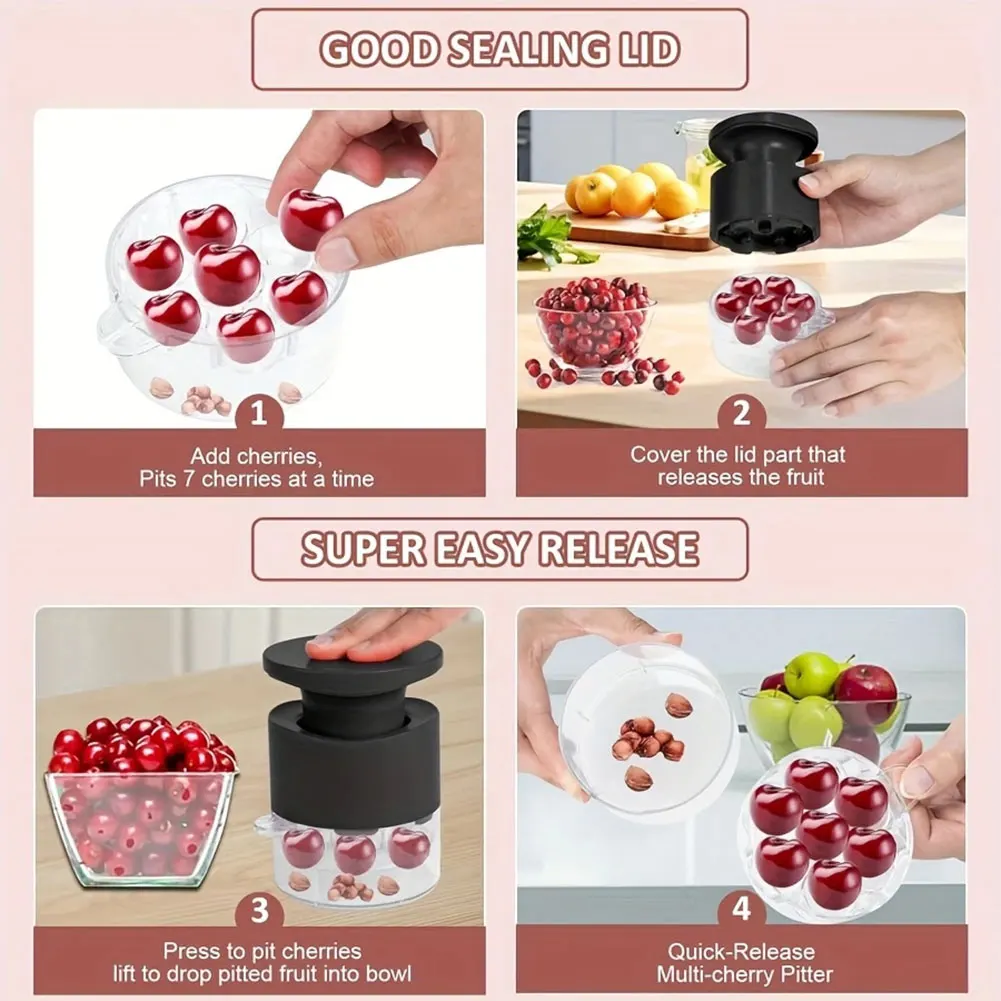 Seven-Hole Press-Type Cherry Kernel Removal Tool,Save Time,,Effortless Press Operation,Kitchen Accessories,Making Cherry Jam