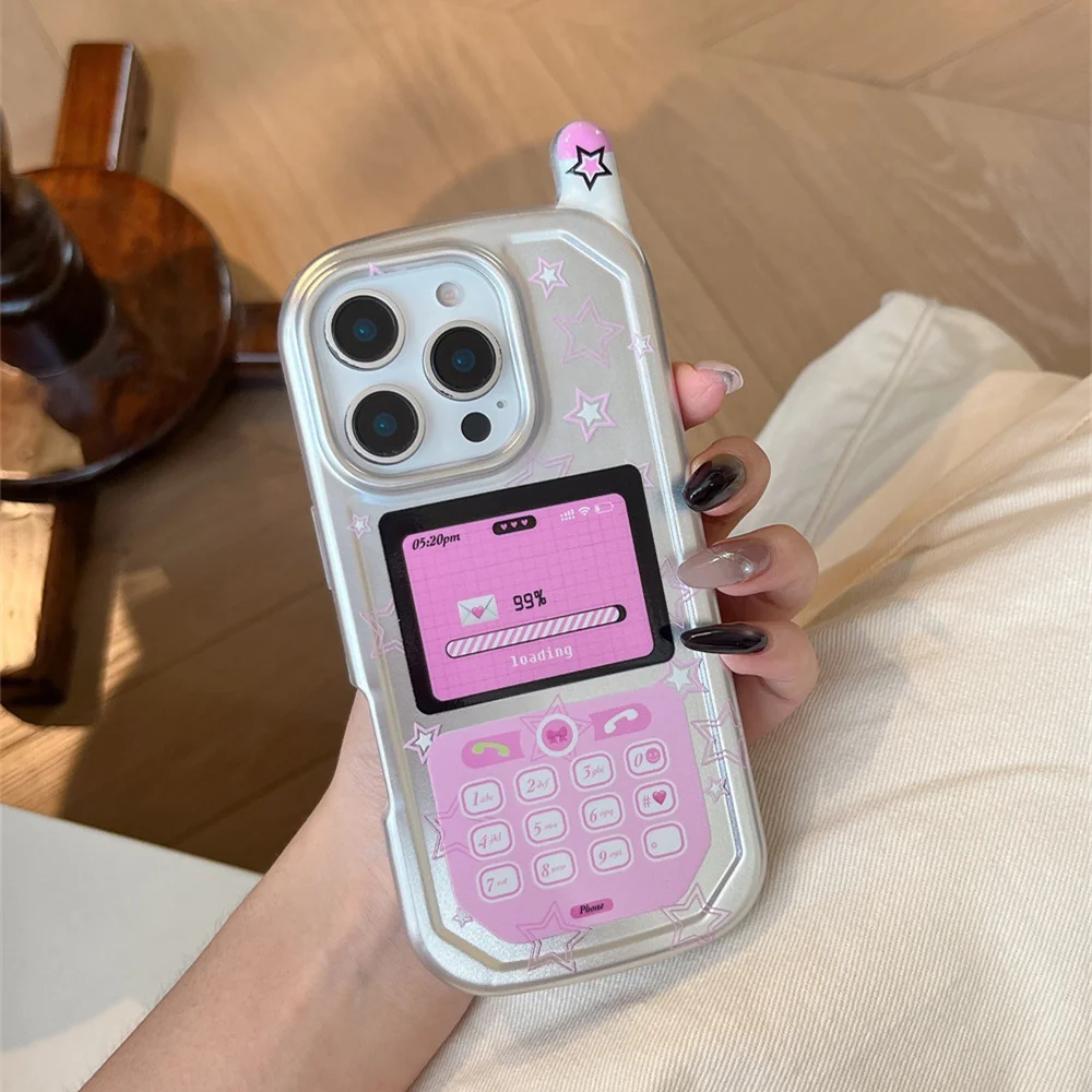 

Fashion ins phone model phone case for iPhone 13 14 16 pro 15 promax cover electroplated silver pink phone cute shockproof cove