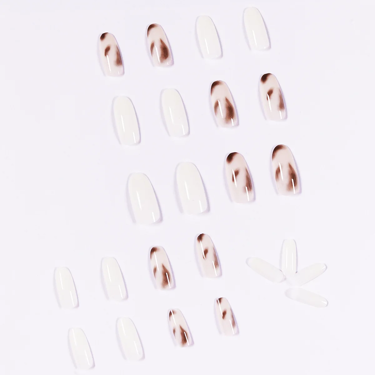 24 قطعة برأس مستدير طويل نمط أظافر صناعية عارية شفافة اليشم ليوبارد طباعة يمكن ارتداؤها مانيكير اضغط على الأظافر الصلبة #3