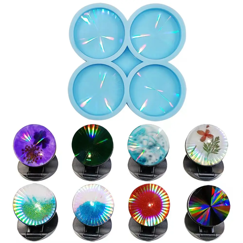 Holographic Light and Shadow Phone Stand Silicone Mold Decorative Sticker Grips Crystal Epoxy Resin Mold