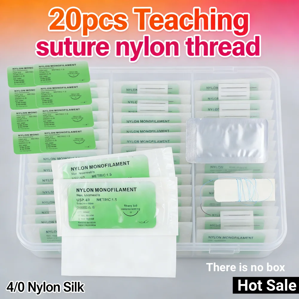 

20pcs 4/0 Medical Monofilament Thread Nylon Silk Veterinary Practice Suture Kit Non-injured for Suture Teaching Exercises