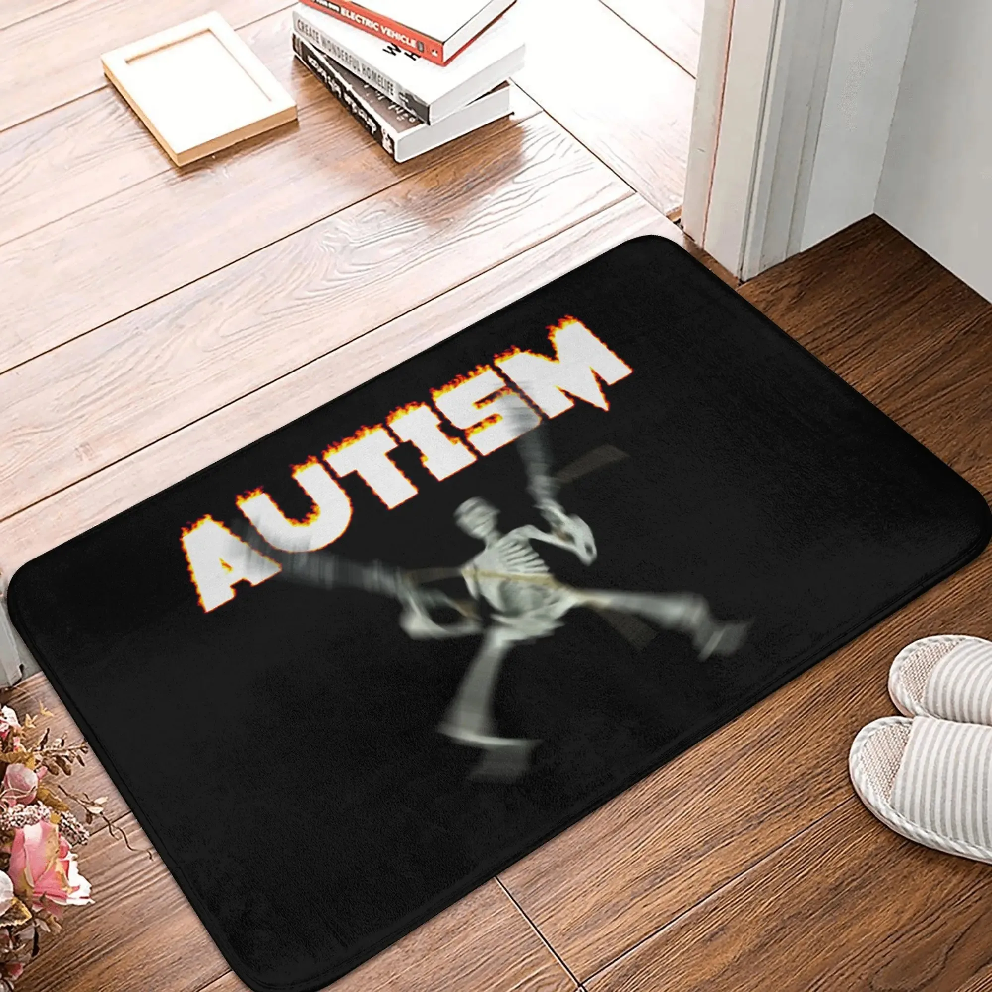 Funny Autism Skeleton Meme Doormat Mat Anti-Slip  Kitchen Living Room Rug Carpet  Hallway Porch Floor Mat