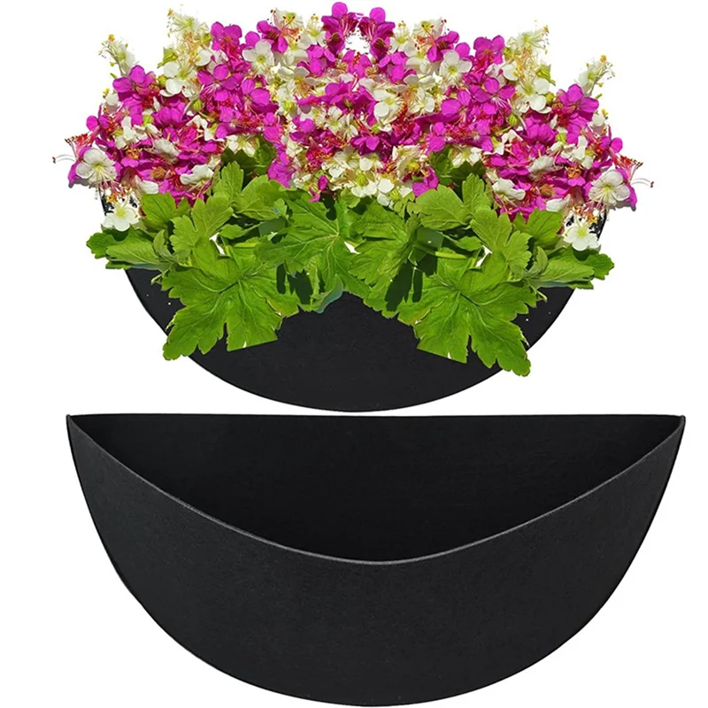 

ABPQ-3PCS 14 Inch Half Round Planter Liners Fabric Plant Liners Half Circle Flower Basket Liners Parts Felt Liner