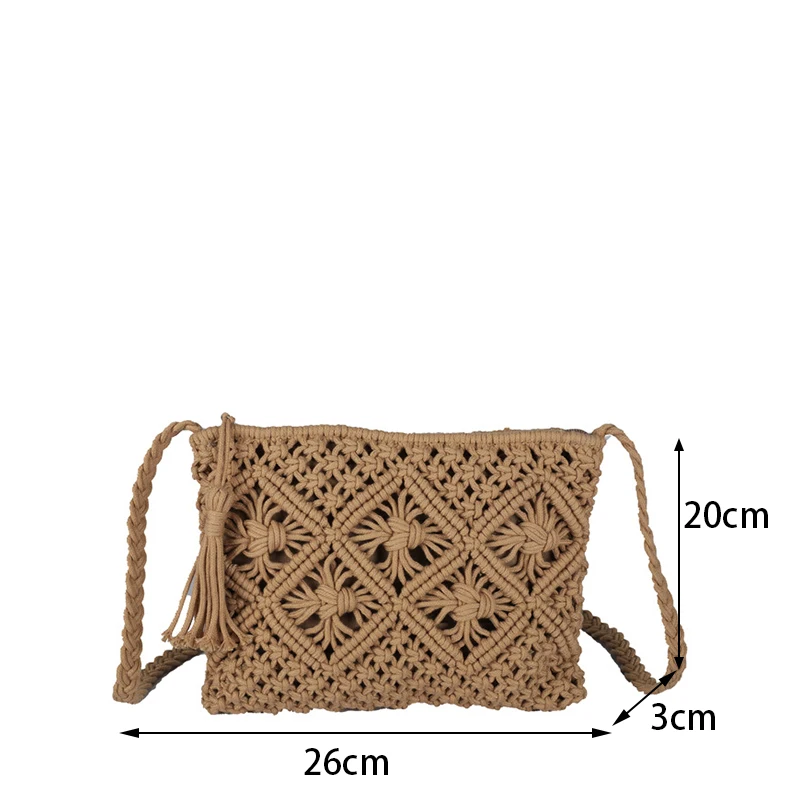 Mode Woven Aushöhlen Schulter Taschen Stroh Sommer Umhängetasche Strand Reise Handtasche Weiblichen Beutel Frauen Messenger Taschen 2024 – Detail 28