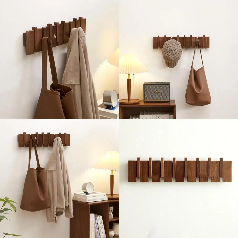 

Настенная вешалка с 8 крючками, отделка под орех, для пальто, ключей, головных уборов, халатов, полотенец, растений и сумок