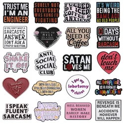 Funny Humorous Phrase Enamel Pins Creative Geometric Positive Quotes Brooches Lapel Badge Fashion Jewelry Gifts For Friends