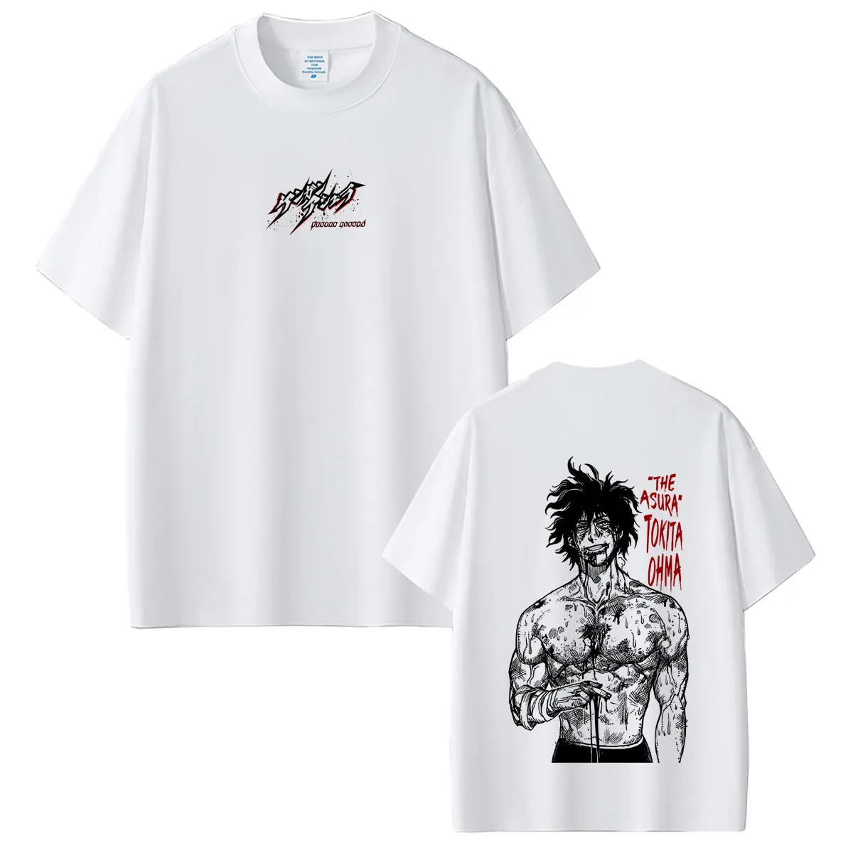 Anime Kengan Ashura Tokita Ohma T-Shirts für Männer, Lässige Hochwertige Weiche Baumwoll-T-Shirts für Männer und Frauen, Vintage Manga Oversized T-Shirt – Detail 7