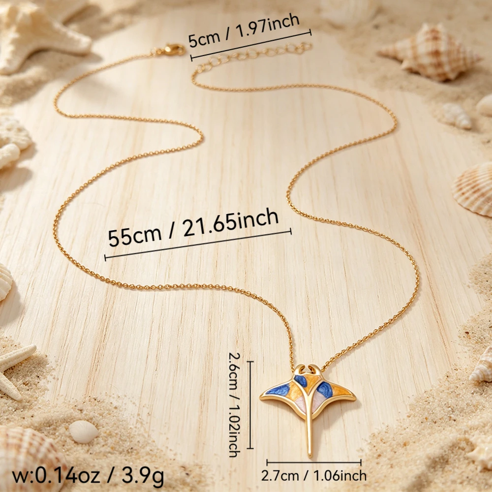 Ocean-Style Devil Fish Oil Drop Pendant Necklace, Gold and Silver Dual-Color Niche Clavicle Chain, Simple and Versatile Neck Accessory
