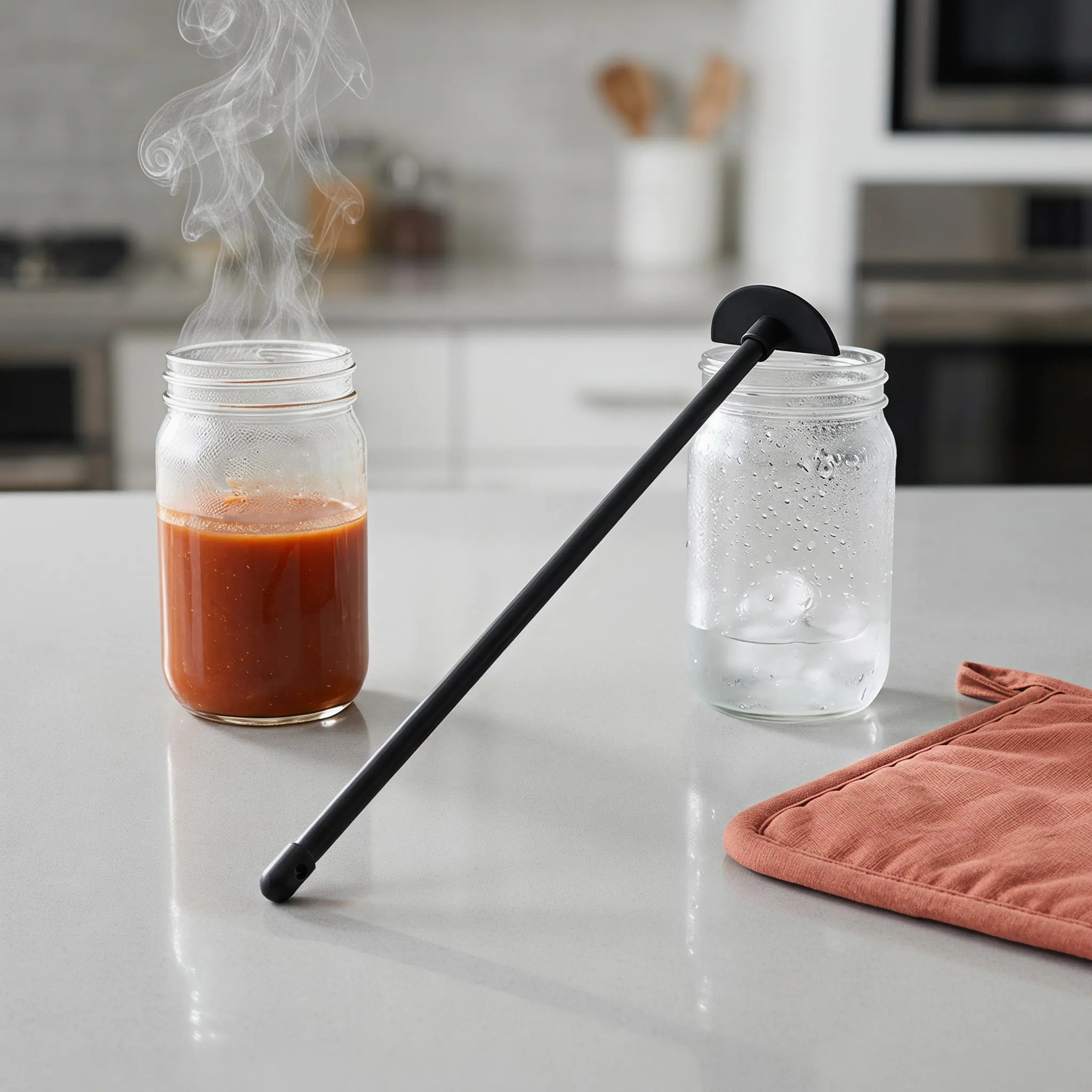 Silicone Bottle Scraper 35Cm Handle Black Flexible Food Grade Jar Scraper Tool Kitchen Silicone Non Stick Spatula Efficient