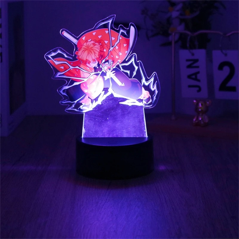 Anime Figures 3D Night Light Lamps Kyojuro Tanjiro Rengoku Nezuko Smart Touch 7 Color Room Decor Birthday Valentine\'s Day Gift