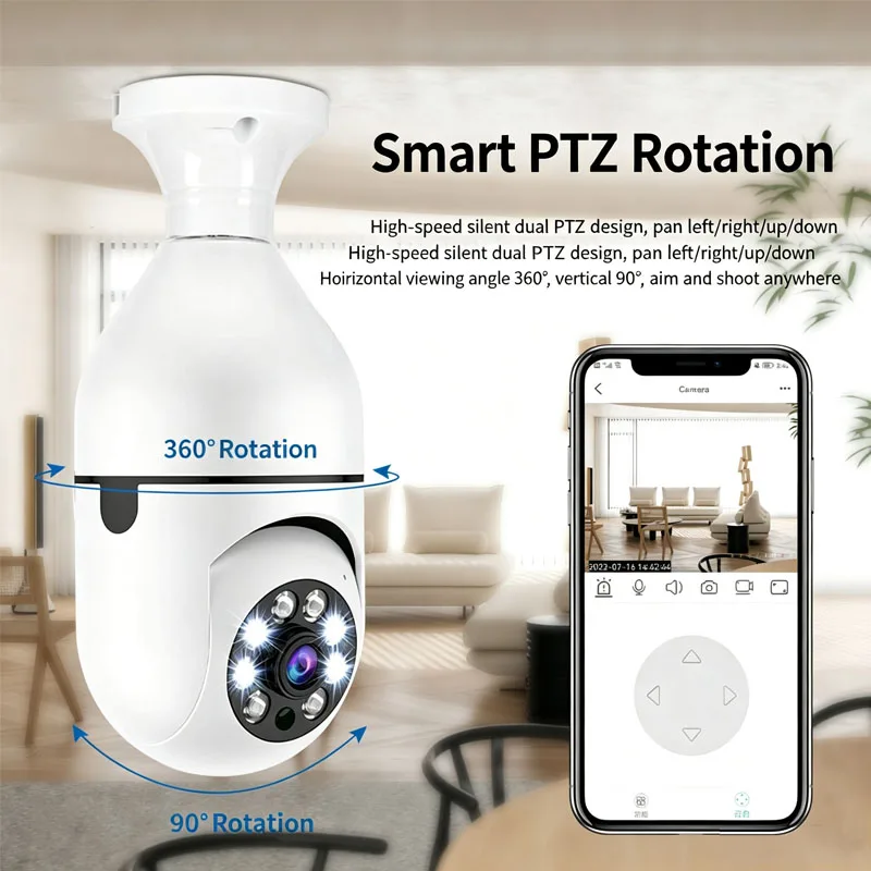 Smart Home 2.4G E27 Bulb Wifi Surveillance Camera HD Night Security Video Surveillance Supprt Two Way Audio Mobile Motion