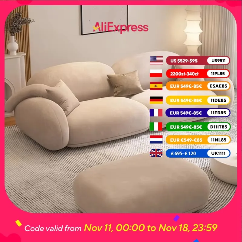 

Italian Beige Living Room Sofas Designer Quality Floor Lazy Living Room Sofas Bedroom Loveseat Sofa Wohnzimmer Furniture Home