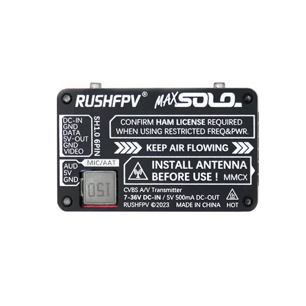 Rushfpv max solo xbandトランスミッター,4.9g 2.5w 8ch vtx 4.9ghz,cncシェル,rcfpvレンジレーシングドローン用の内蔵冷却ファン