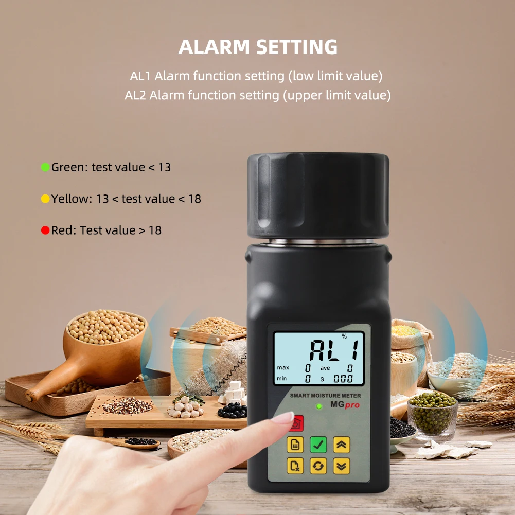 Yieryi Smart Coffee Cocoa Bean Moisture Meter MG-Pro Grain Moisture Tester Monitor Professional Seed Moisture Data Logger 3-80%